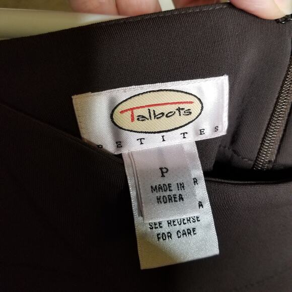 Talbots Slinky Back Zip Wide Leg High Rise Pants Brown Petite - Picture 9 of 9